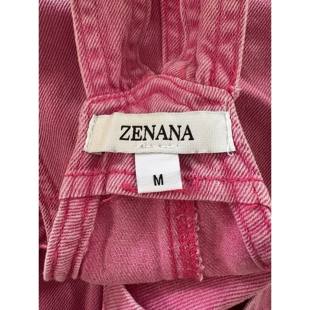 Zenana Pink Acid Wash Overalls Wide Leg Bib Jumpsuit NWT Relaxed Loose Fit M - Picture 6 of 8
